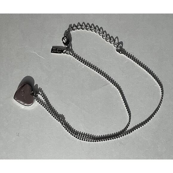 Ferragamo Gancini Heart Crystal Necklace Silver w/ Pouch NWOT - Picture 7 of 12